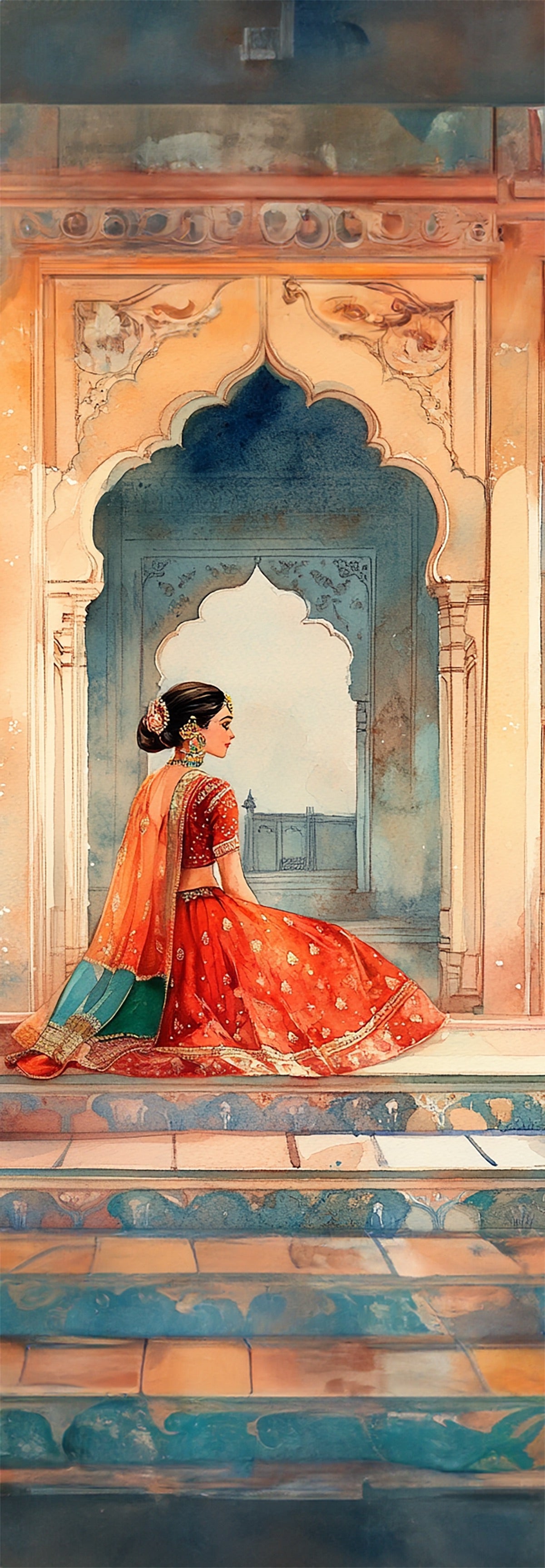 The Scarlet Begum – Jharokha Wall Art