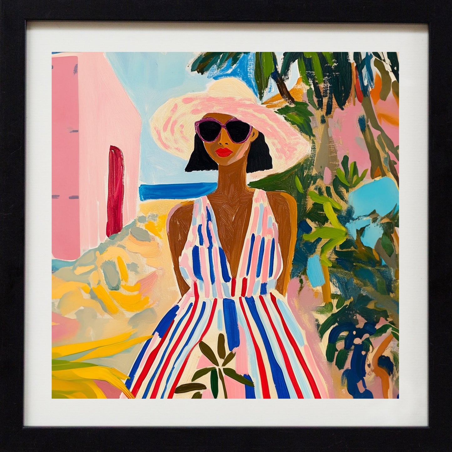 Woman in striped dress