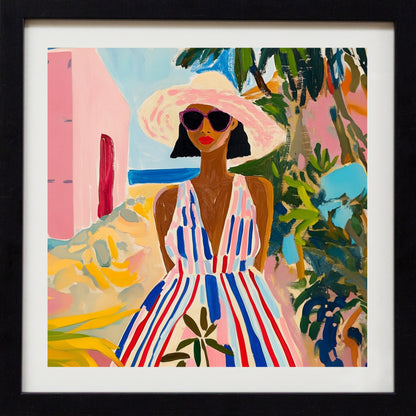Woman in striped dress
