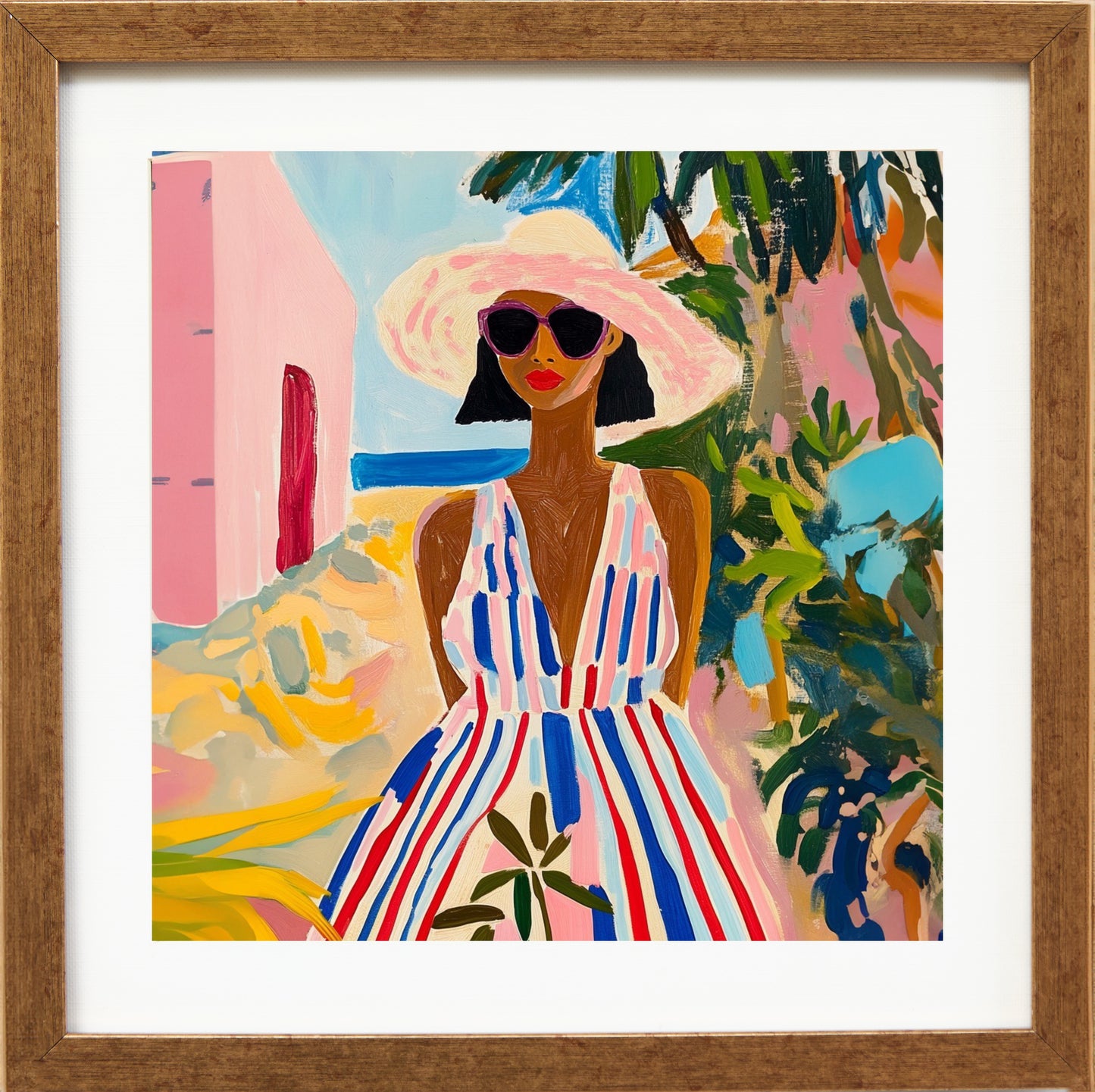 Woman in striped dress