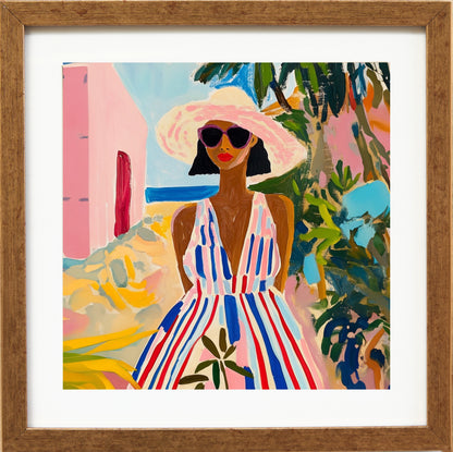 Woman in striped dress