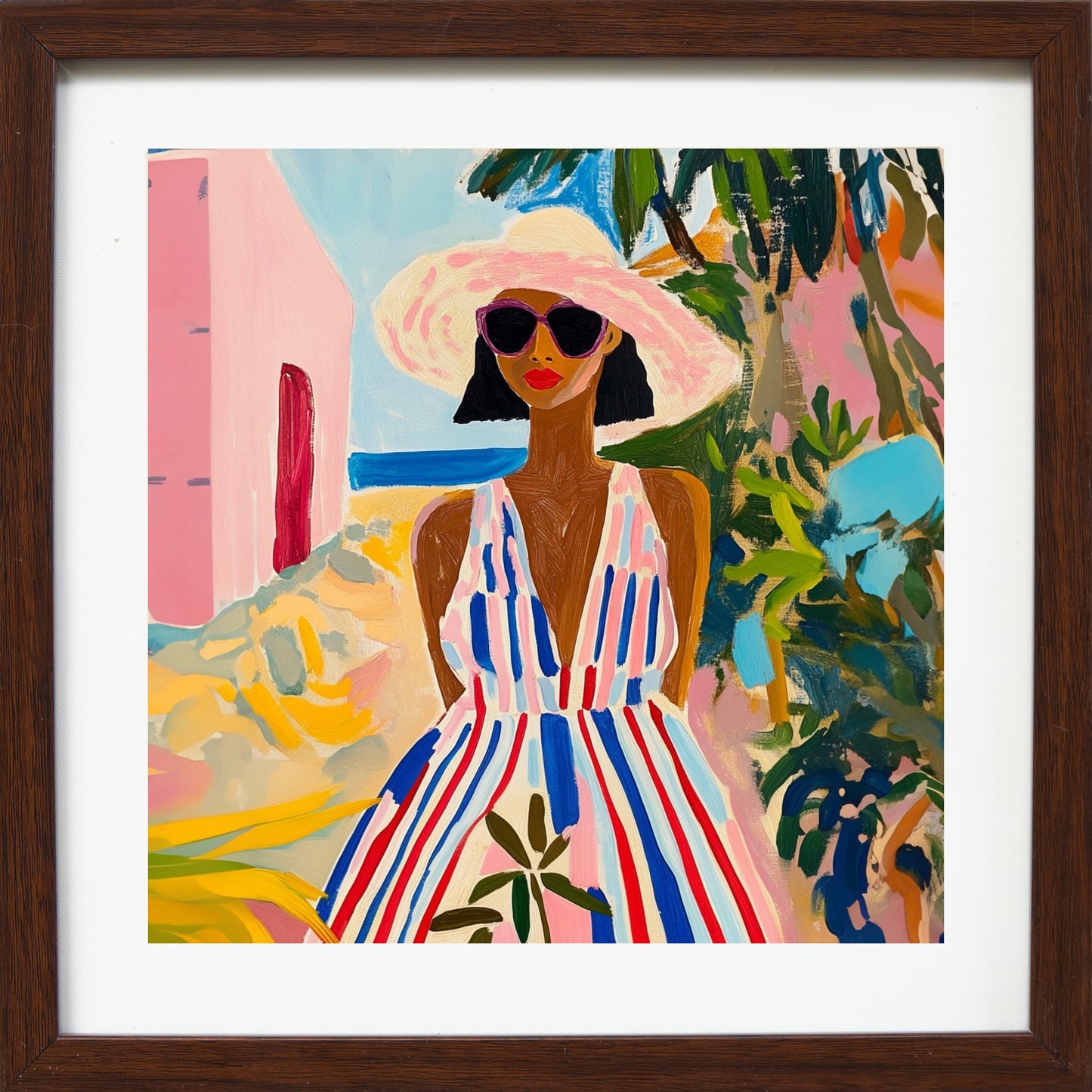 Woman in striped dress
