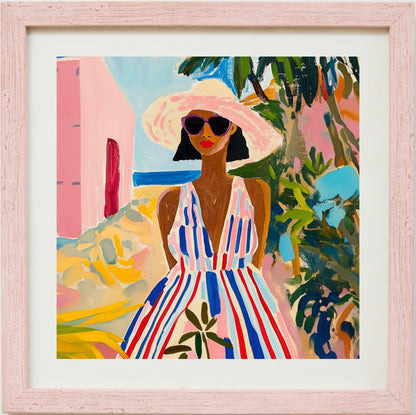 Woman in striped dress