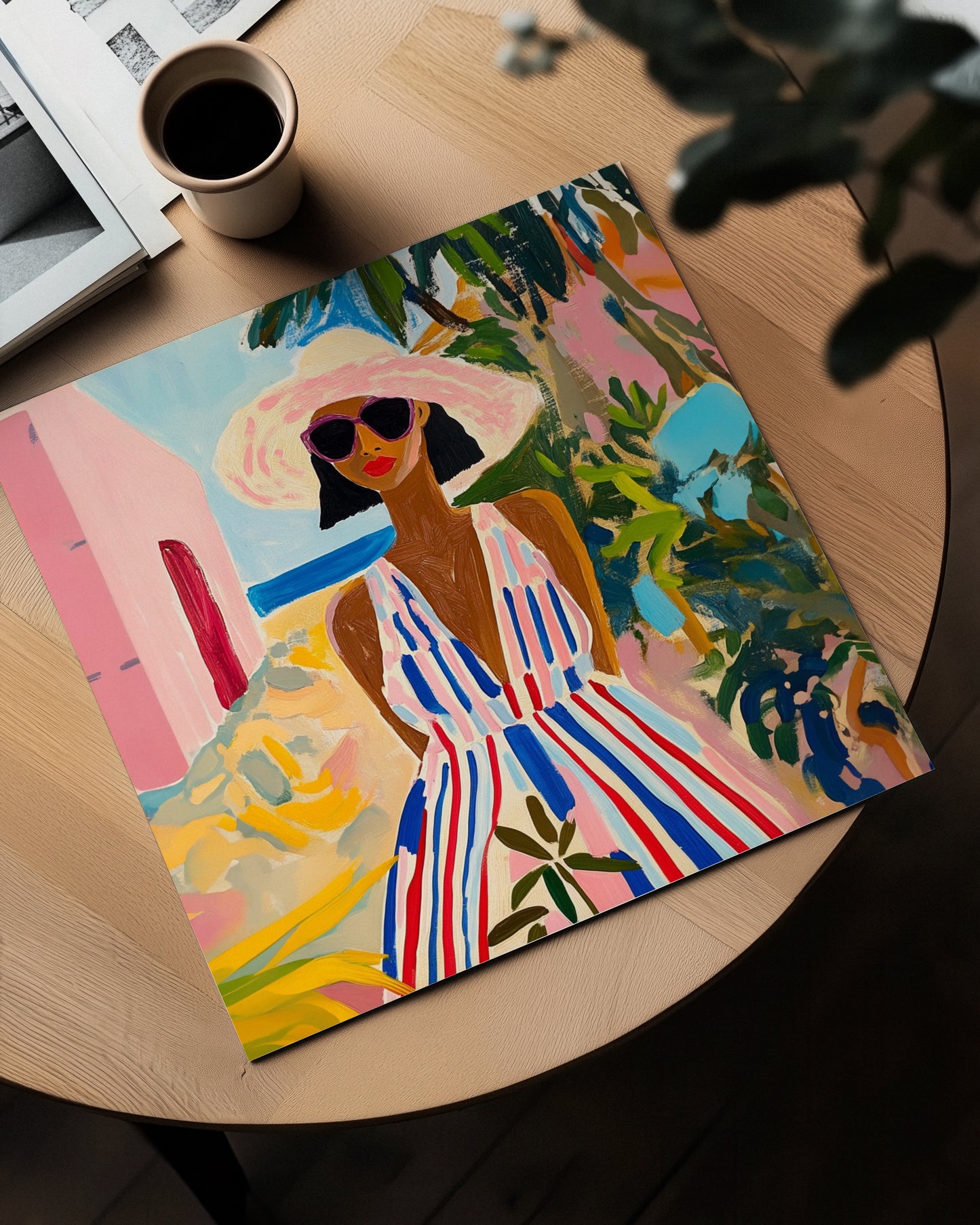 Woman in striped dress