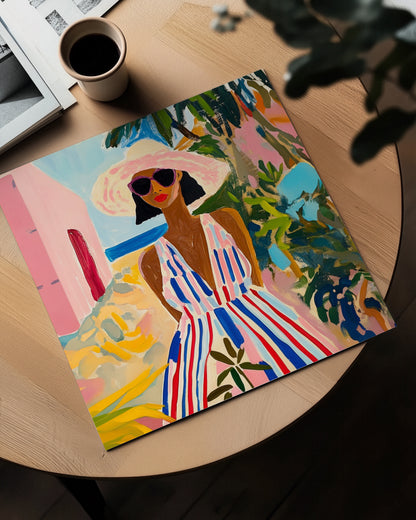 Woman in striped dress