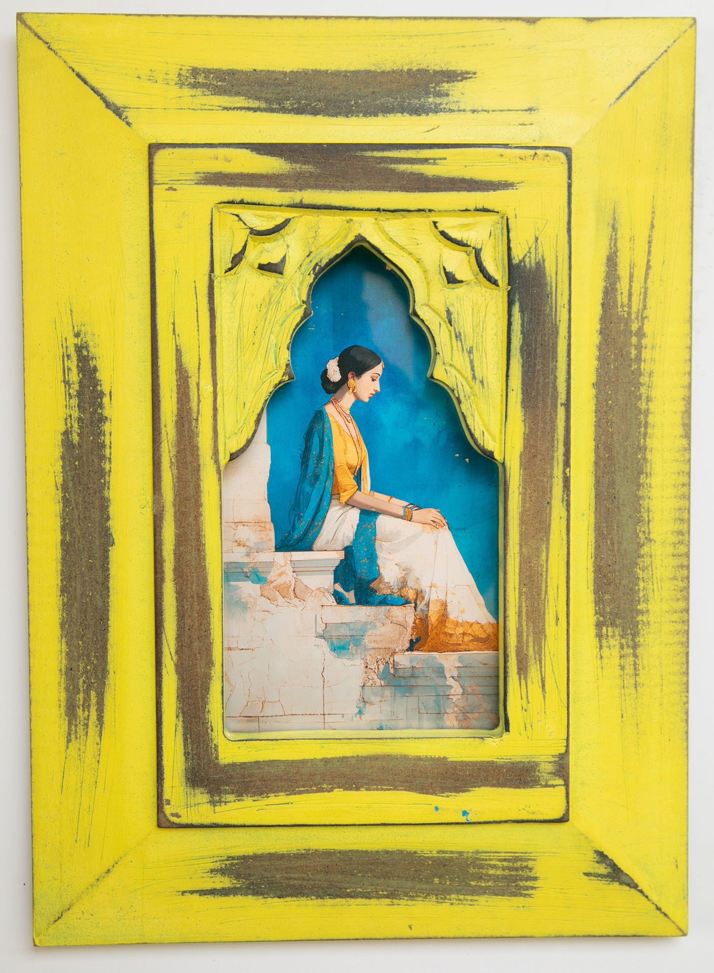 The Saffron & Teal Begum – Jharokha Wall Art
