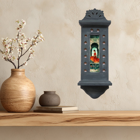 The Teal Mahal Rani – Jharokha Wall Art