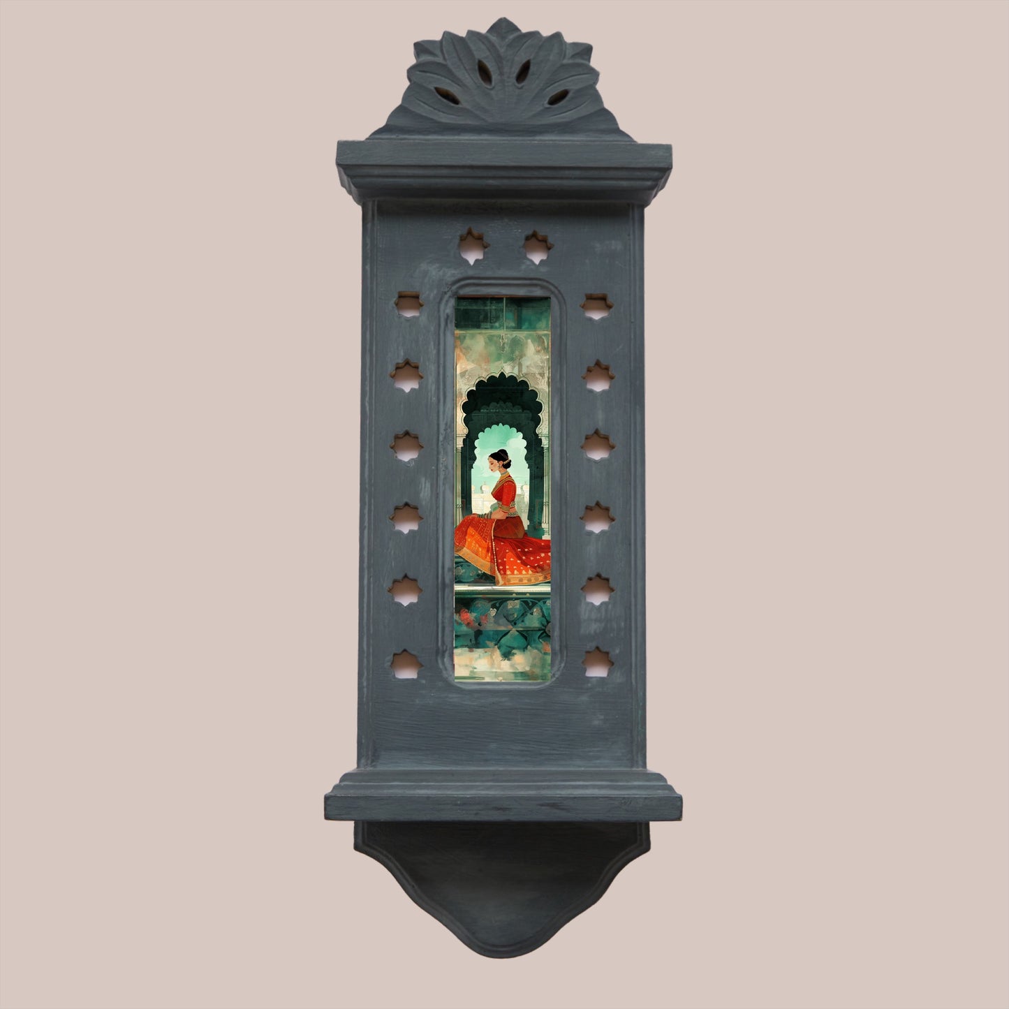 The Teal Mahal Rani – Jharokha Wall Art