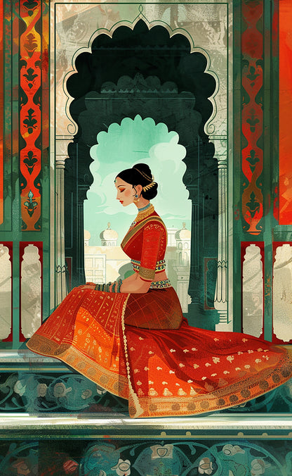 The Jade Court Rani – Jharokha Wall Art