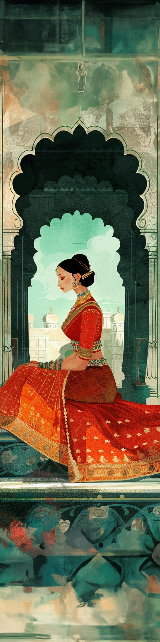 The Jade Court Rani – Jharokha Wall Art (Tall)