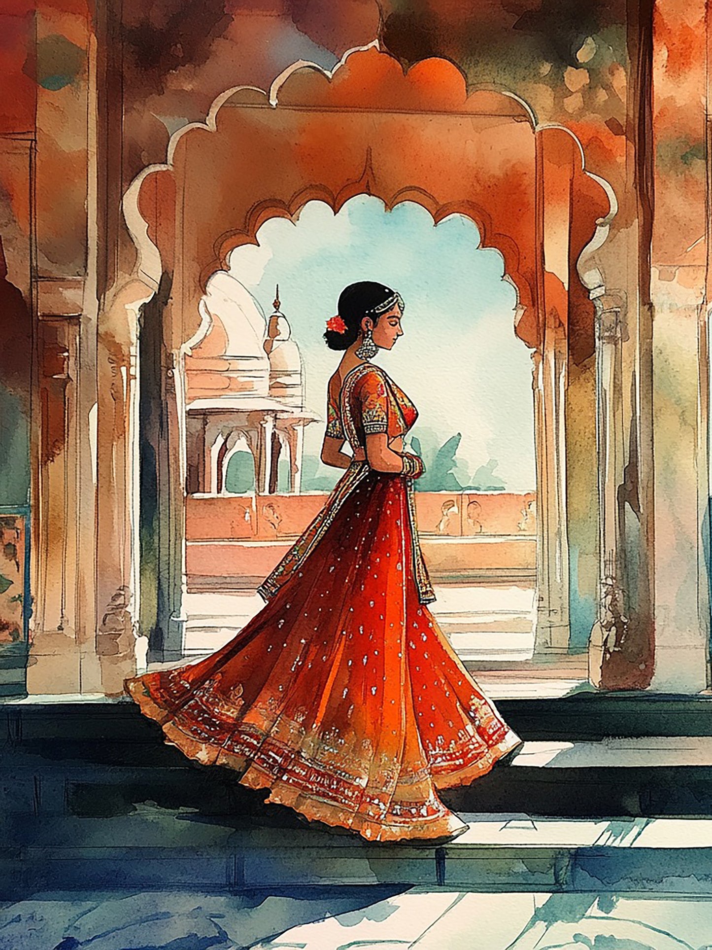 The Amber Arch Rani – Jharokha Wall Art